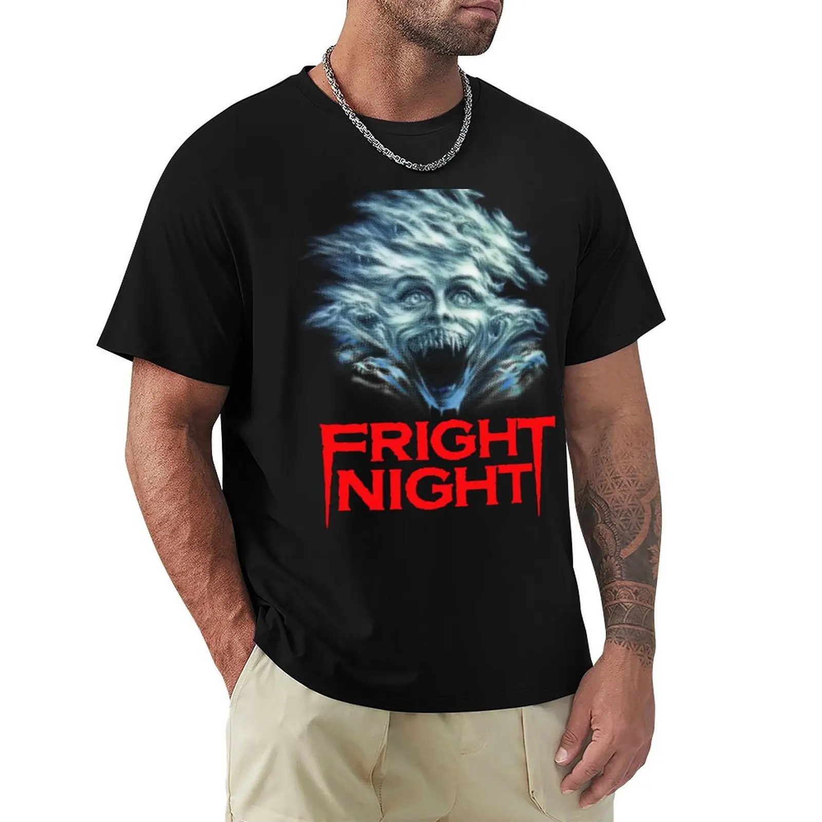 Fright Night T-Shirt Basic Solid Color Short Sleeve Cotton Top