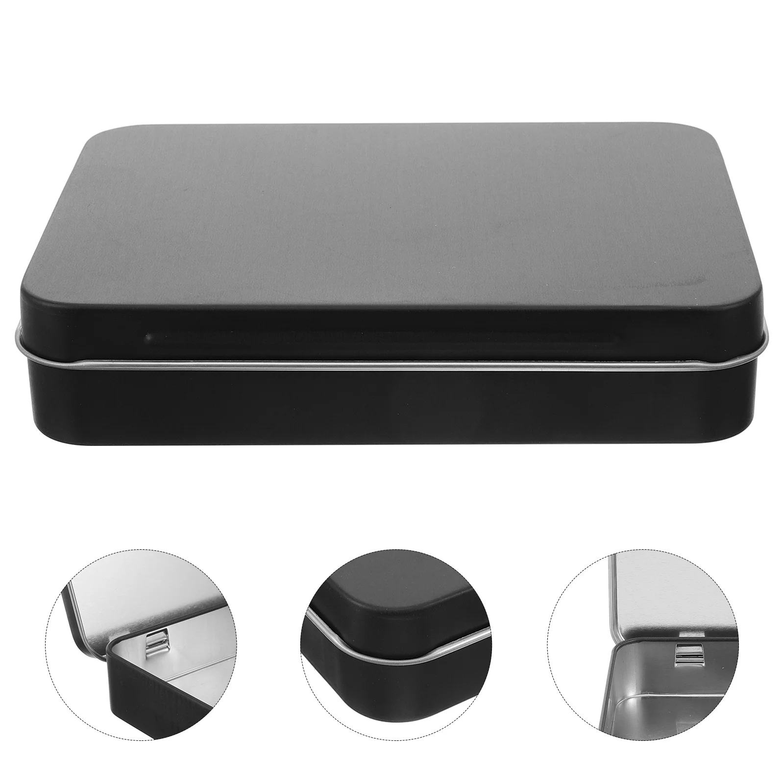 

Tinplate Jar Lid Black Storage Biscuit Small Can Empty Containers Holder with Lids