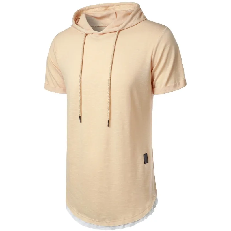 Summer Hooded Sweatwear New Mens Short Sleeve Loose T-shirt Solid Color Lightweight Hoodie Fitness Breathable Collar Tops