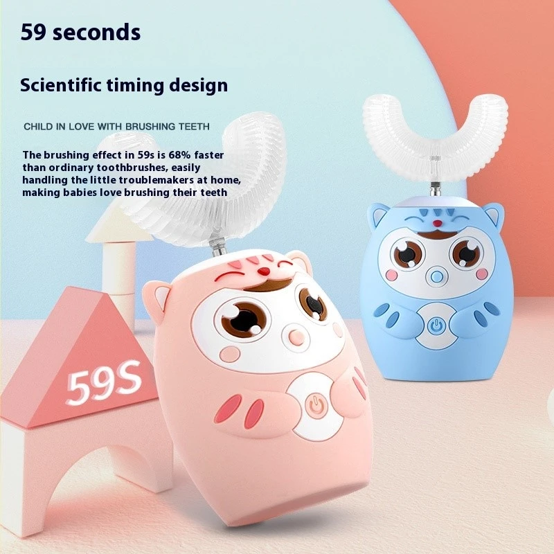 2-6 years old Kids U-Shaped Rechargeable Sonic Electric Toothbrush With Smart Timing And IPX7 Waterproof