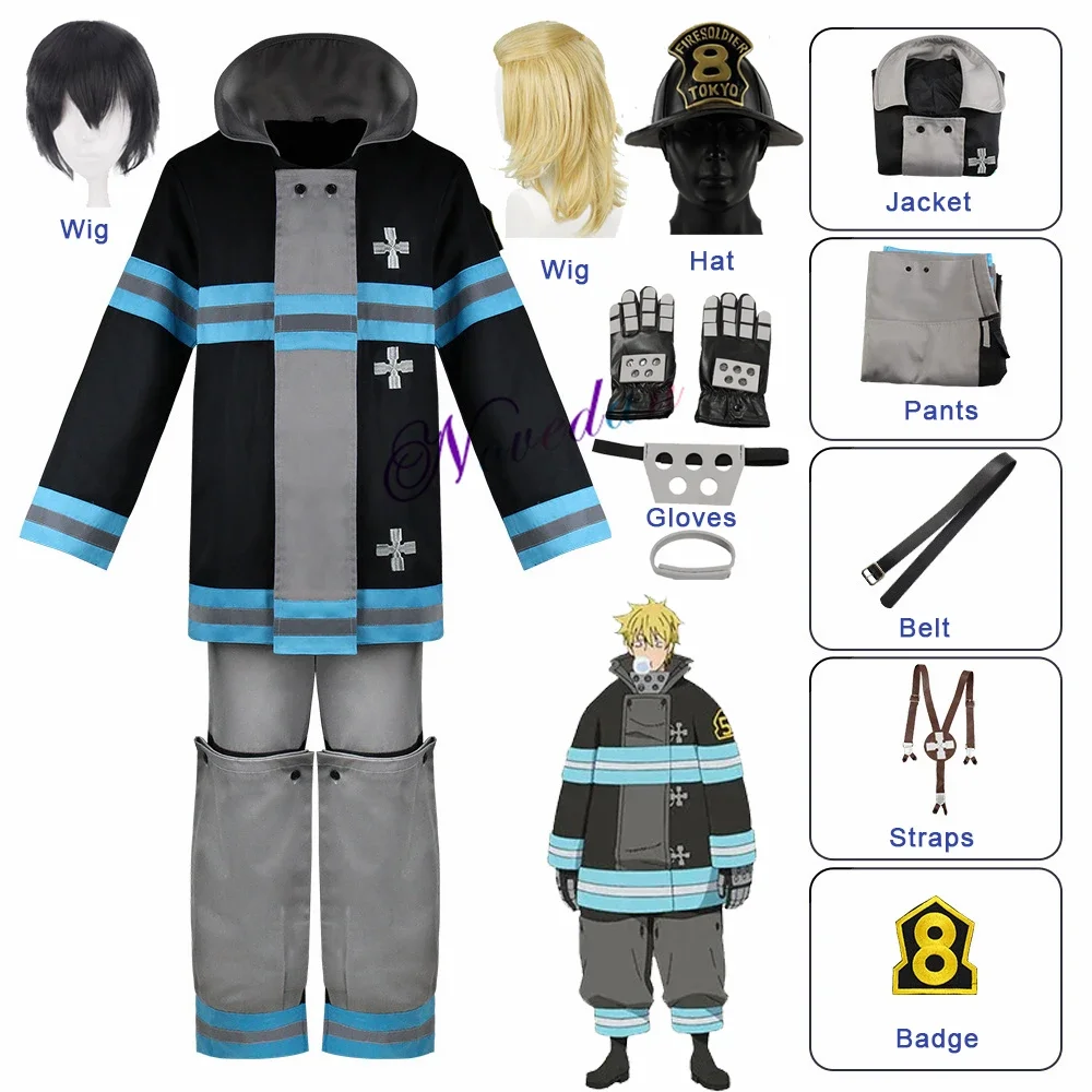 Shouboutai Tamaki Kotatsu Shinra Kusakabe Takehisa Hinawa Firefighter Uniform Anime Cosplay Costum Wig Women Men