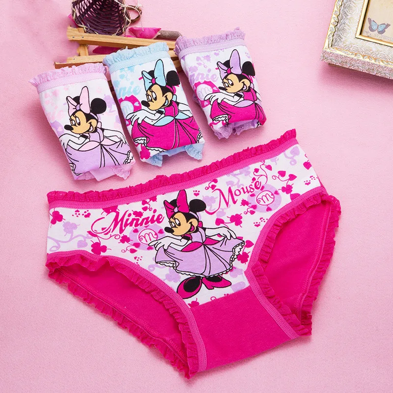 1/4pcs Disney Anime Minnie Mouse Girl Underwear Kawaii Mickey Minnie Children Underpants Cartoon Princess Shorts Kids Gifts