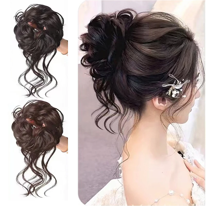 

Синтетический беспорядочный пучок, шиньон, взлохмаченная прическа, наращивание пучков, эластичные волосы, вьющиеся волосы, пучок, резинка для волос для женщин