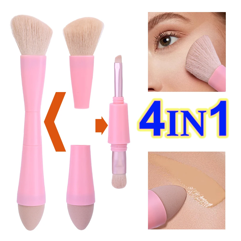 4 In 1 Make-Up Borstel Multifunctionele Concealer Spons Oogschaduw Eye Liner Blush Borstels Professionele Make-Up Tools Voor Beginners