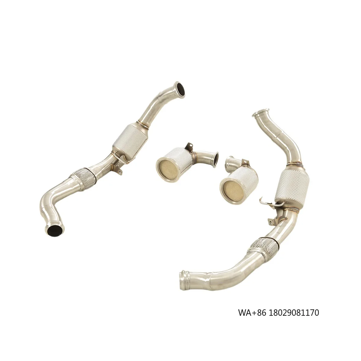 

High Performance Active Sound Exhaust Muffler 300 Cells Downpipe with Heat Shield for 976