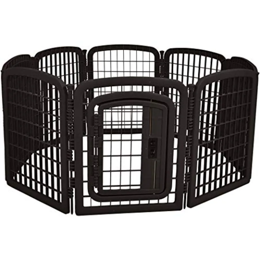 

8-Panel Octagonal Plastic Pet Pen Fence Enclosure With Gate 59 x 58 x 28 Inches Black