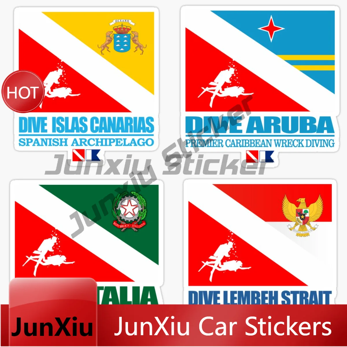 

DIVE Flag Car Stickers Cartoon Laptop Window Motorcycle Cool Decals Car Accessories Caravan Trunk Accesorios Para Auto