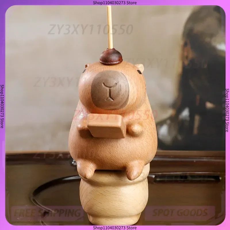 

Деревянная фигурка капибары ручной работы с магнитом, милый декор для туалета и рабочего стола, стабилизатор настроения, подарок для друзей, семьи, офиса