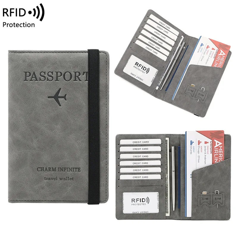 Passport Holder Leather Travel Wallet Luxury RFID Cardholder Credit Card Cover Long PassportS Protector Dropshipping