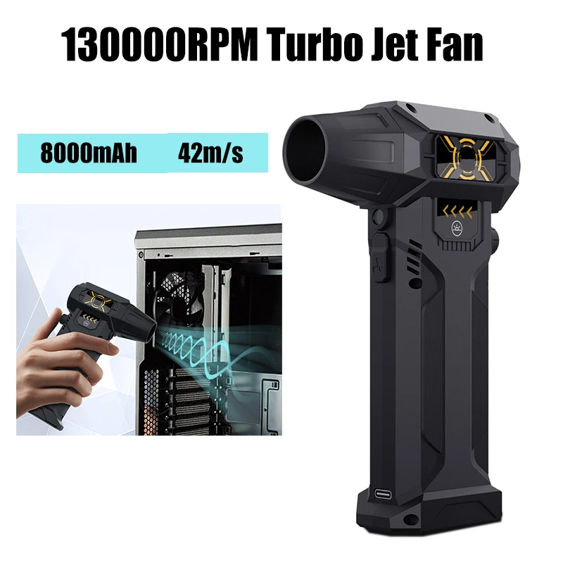 130000RPM Mini Turbo Jet Fan Wind Speed Brushless Motor Handheld Duct Fan High-Performance Cyclone Turbo Electric Blower