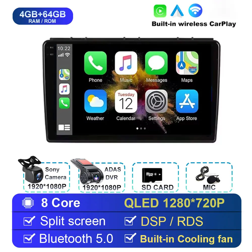 9 inch autoradio Android 15 draadloze Carplay voor Saab 3 2007-2011 multimediaspeler video stereo GPS navigatiescherm 4G WIFI