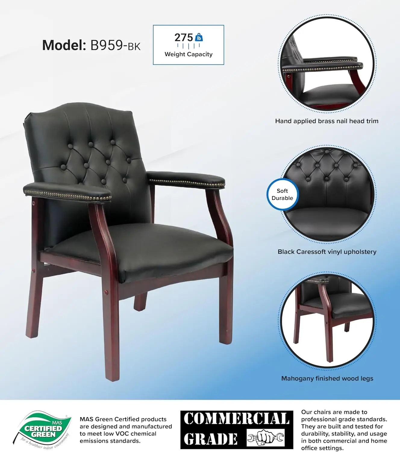 Ivy League Executive Guest Chair, Black, 250