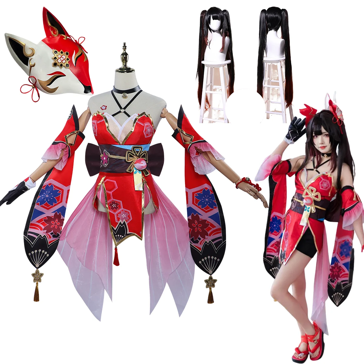Sparkle Cosplay Costume for Women, Full Set, Mask, Wig, Dress, Role Play Outfit, Halloween, Carnival, Anime Game, Party