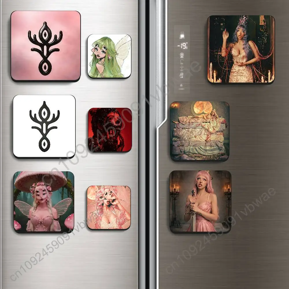 

HADES SACRIFICE Melanie Martinez Black Square Plastic Fridge Magnet, for Magnetic Sticker No Trace Left, Durable Smooth Textured