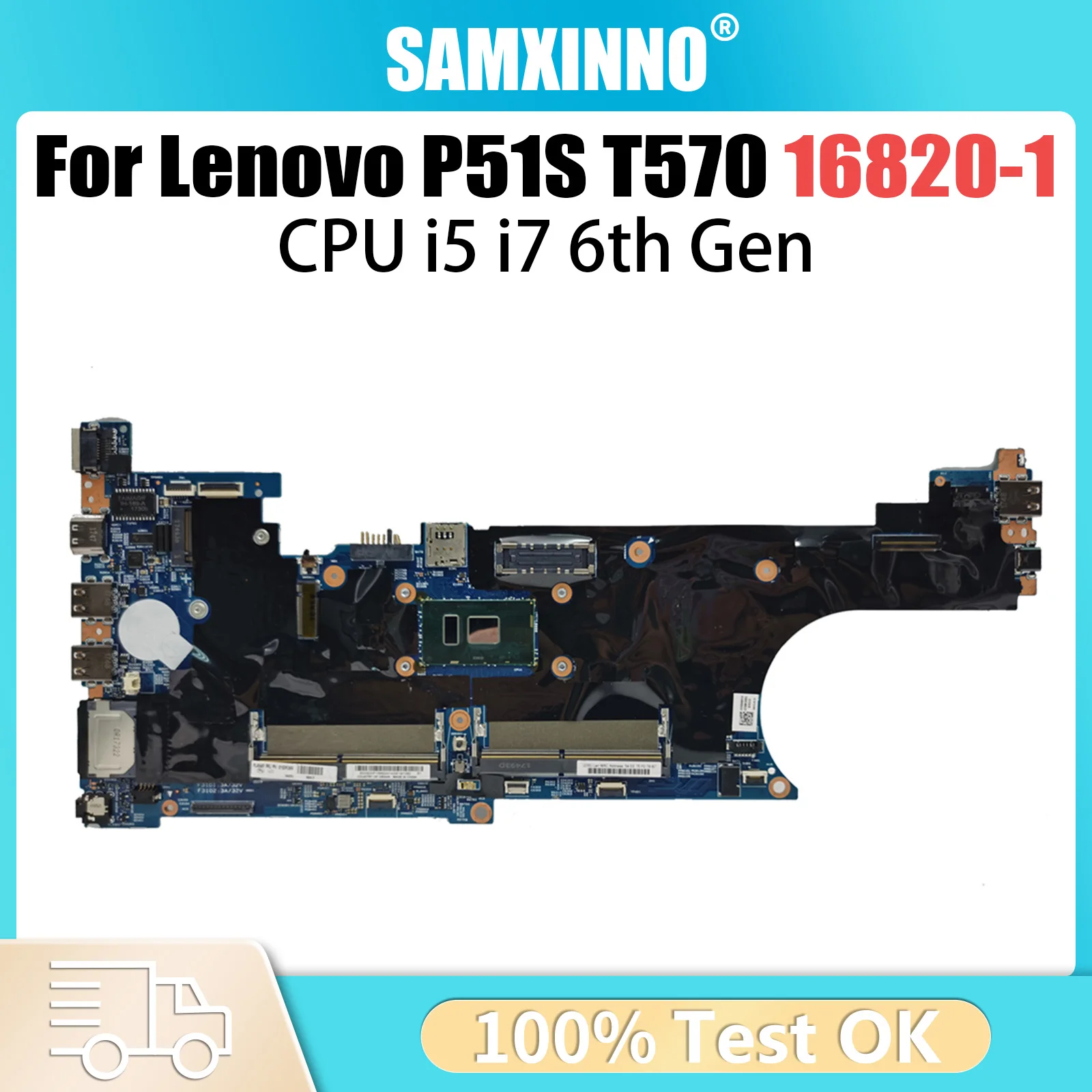 For LENOVO P51S T570 Notebook Mainboard 16820-1 with I5 i7 6th Gen CPU 01ER445 01ER461 Laptop Motherboard Full Tested