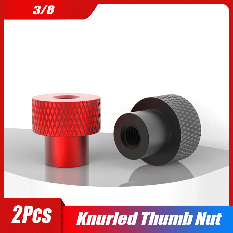 

3/8 Blind/Through-Hole Hand Nut Aluminum Alloy Krasled Step Nut With Ring Thumb Nut Black/Red/Aluminum 2Pcs