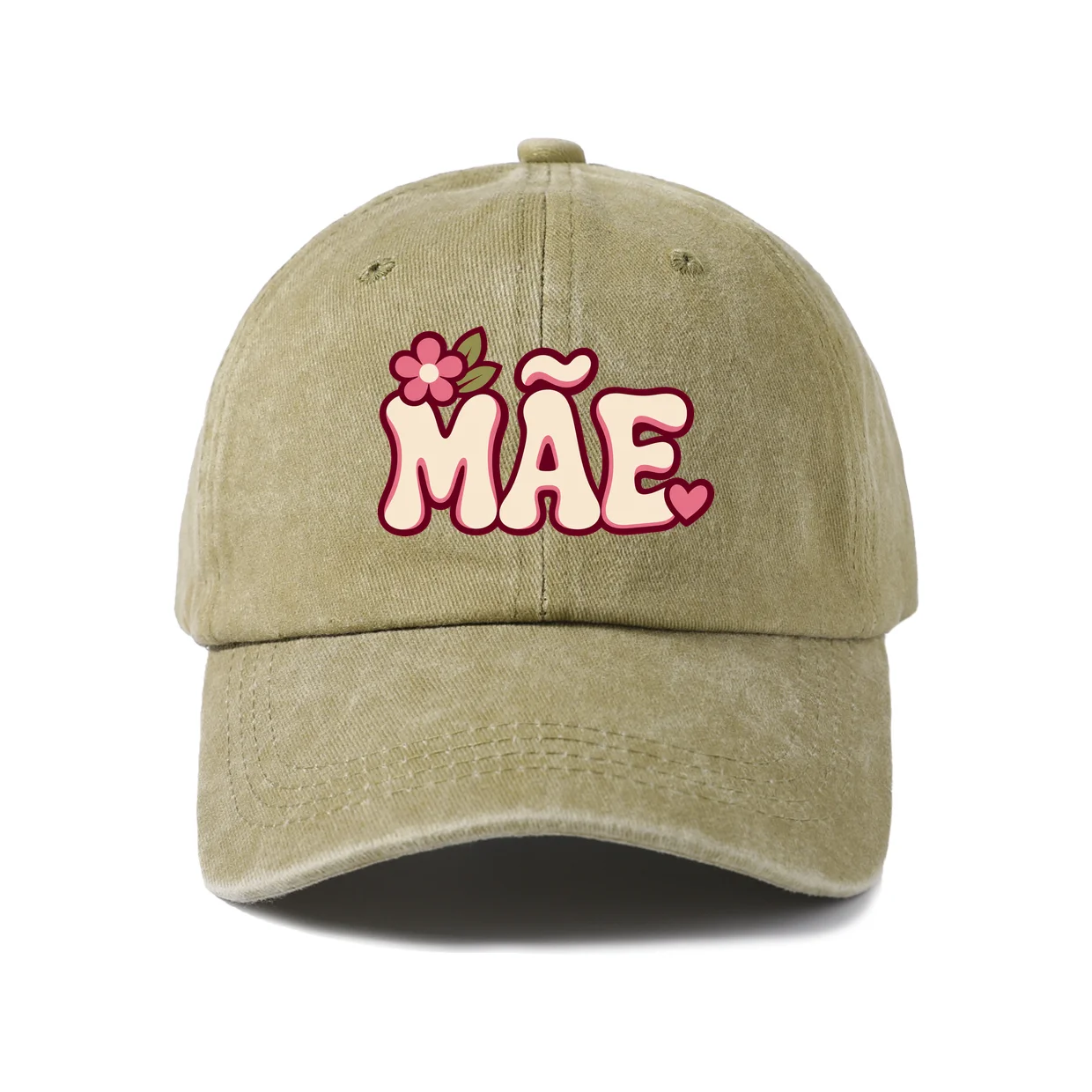 Mae Portuguese Typography Baseball Cap, Vintage Washed Adjustable Unisex Dad Hat, Outdoor Gift
