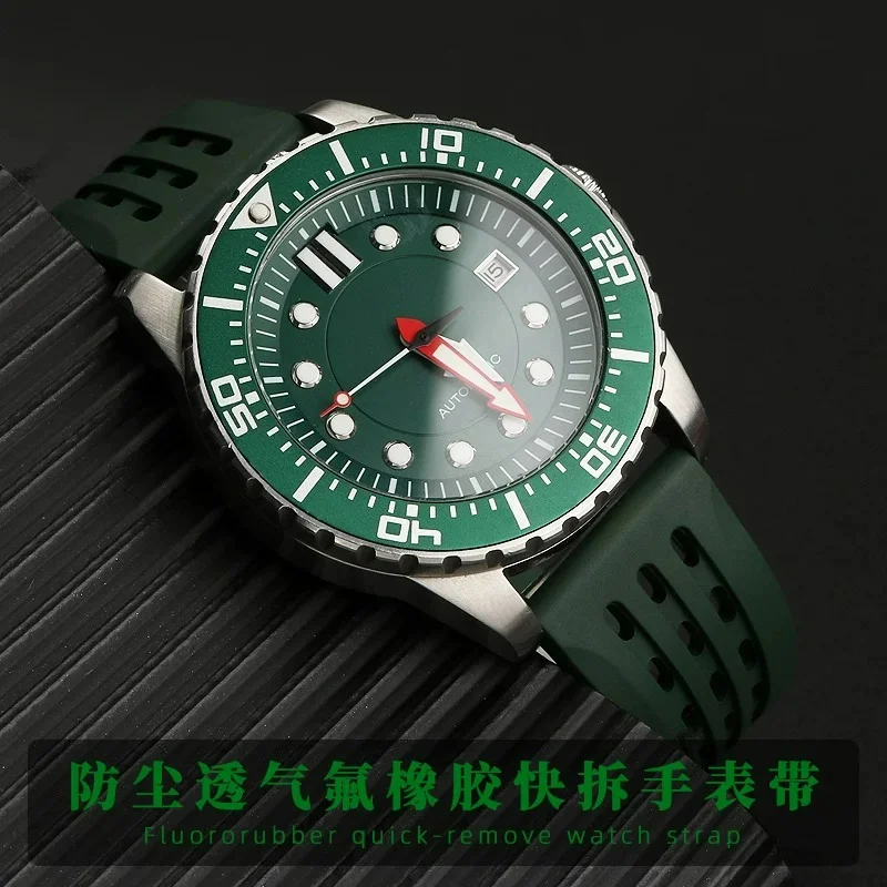 Suitable for Radar Fluororubber Watch Strap Captain Cook Rolex Green Blackwater Ghost Seiko Casio 20 22 Men