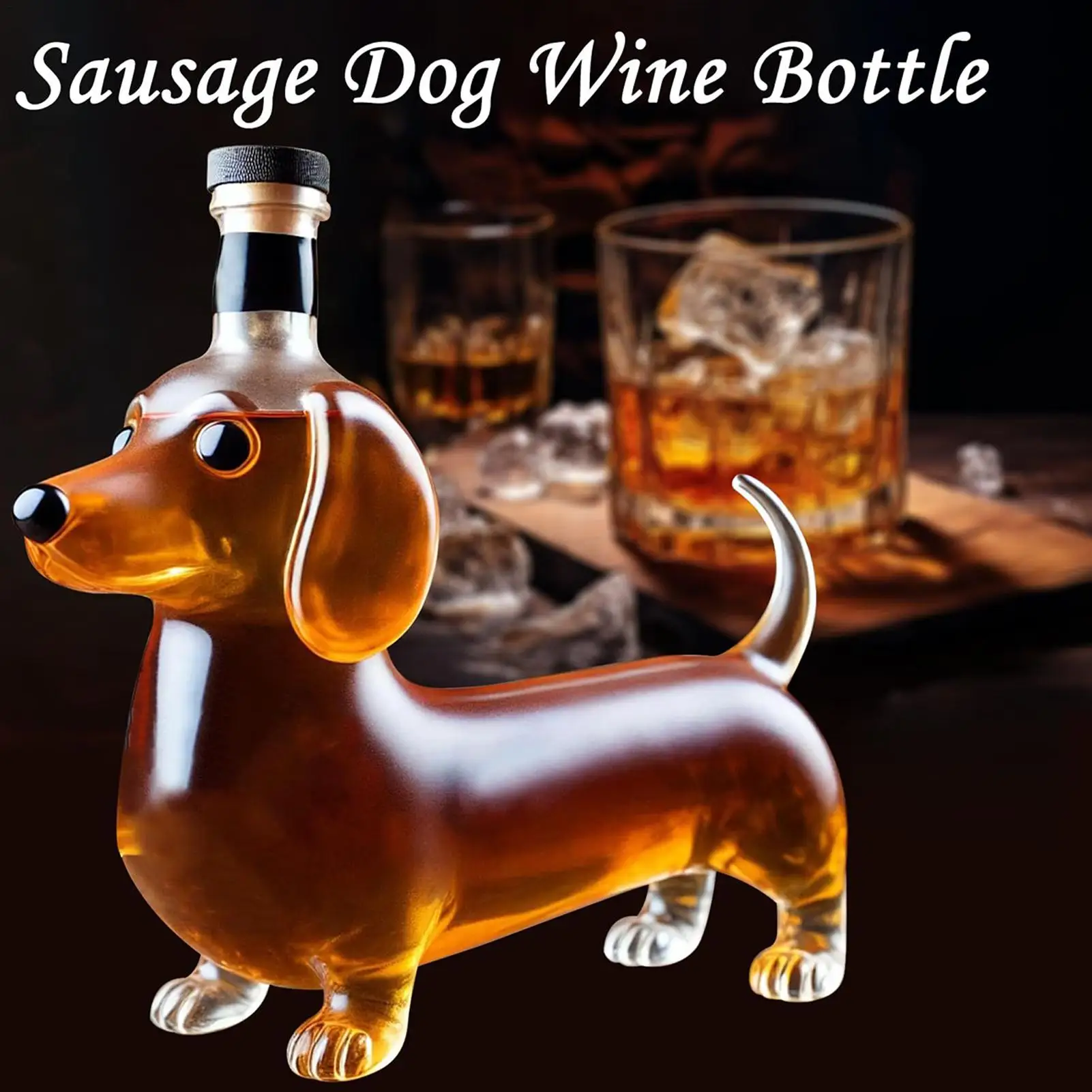 Dachshund Dog Whiskey Bottle Sausage Dog Whiskey Bottle Glass Liquor Bottle Glass Liquor Bottle Funny Whiskey Glass Bottle view 3