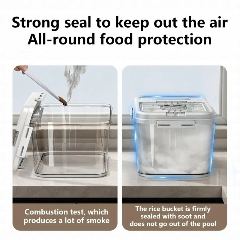 Airtight Rice Box for Kitchen Countertop Storage Container Accessory for Homemade Breads Toasts and Cook Holder