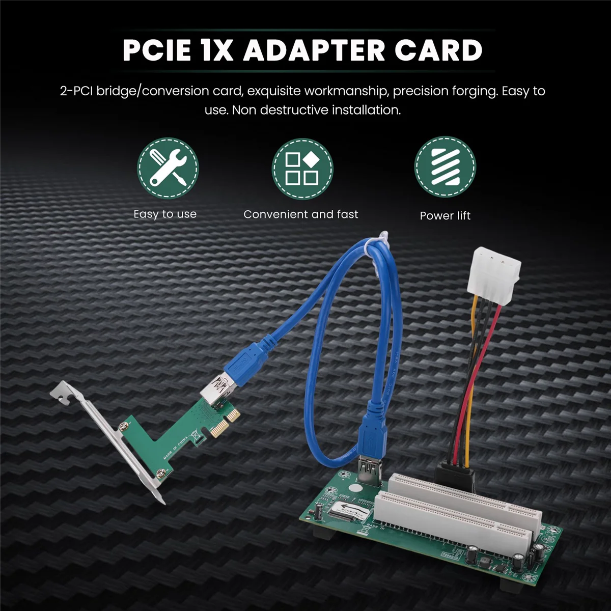 PCI Express to Dual PCI Adapter Card PCIe X1 to Router Tow 2 PCI Slot Riser Card 2.5Gbps Support Window Linux