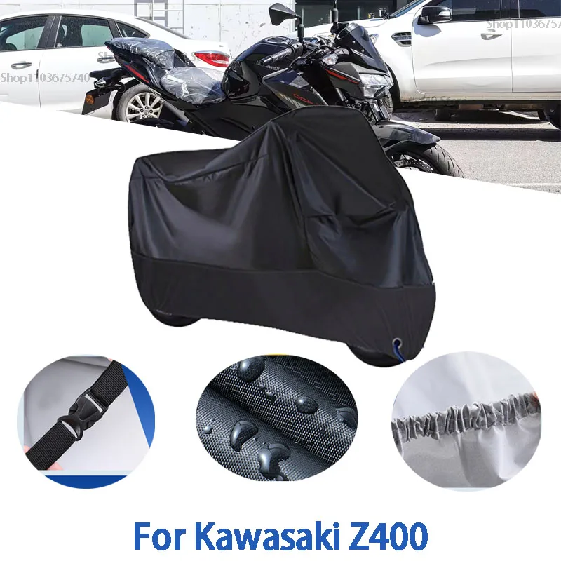 

Полные чехлы для мотоцикла Kawasaki Z400, автомобильные чехлы на открытом воздухе, защита от солнца, пыли, без ушей, утолщенные оксфордские чехлы, аксессуары