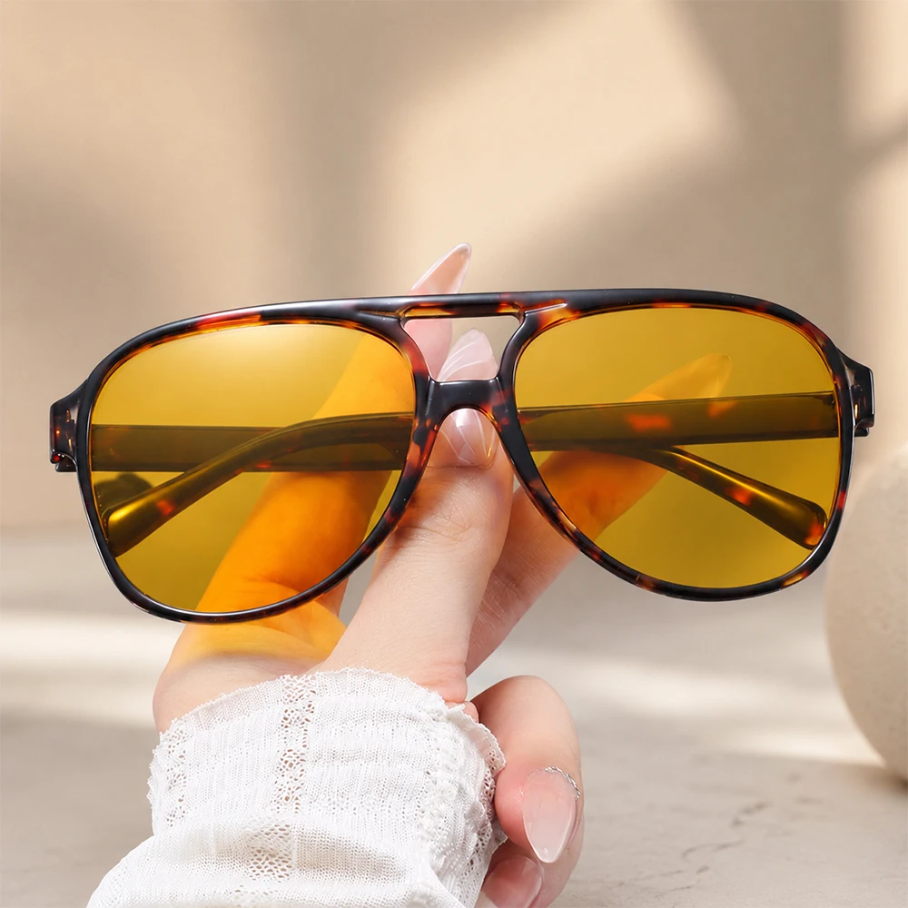 Vintage Oversized Aviator Sunglasses Women Men 70s Retro UV400 Protection Classic Large Frame Fashion Driving Sun Glasses image 5
