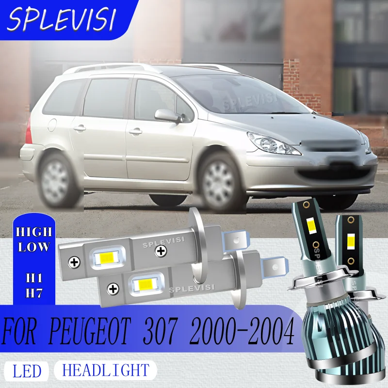 

warranty Long Lifespan Stable Lighting Fog/Snow Conditions Headlight high low beam LED For Peugeot 307 2000 2001 2002 2003 2004