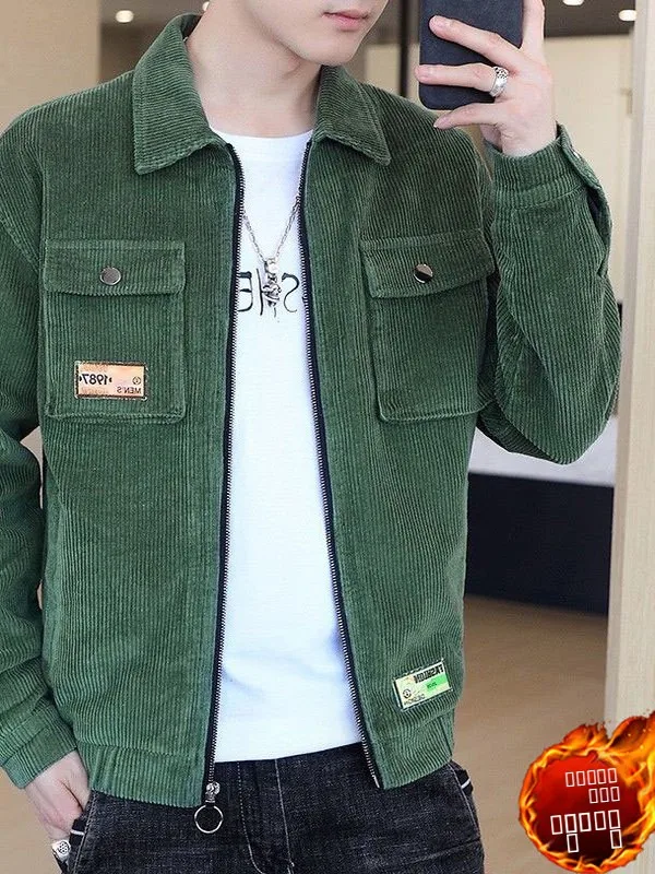 

Мужская куртка American Style 2025: Новинка осени, вельветовая, свободного кроя, с воротником, на флисовой подкладке, утепленная, повседневная, на молнии