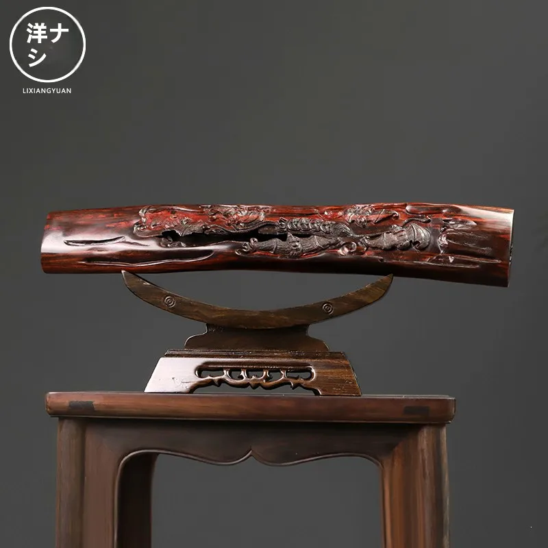 

Скульптура Lixiang Courard «Пять Счастий»: Горизонтальная фигурка богатства из пурпурного сандалового дерева, резьба в ретро-стиле для дома и гостиной