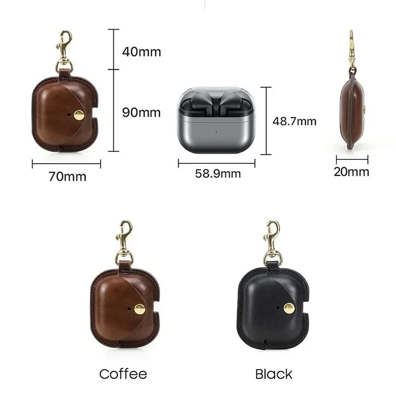 Vintage Genuine Leather Earphone Case For Samsung Galaxy Buds 3  Cover Headphone Fundas