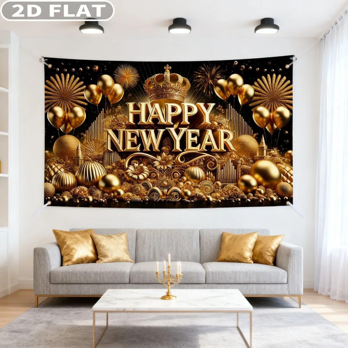 

1pc Happy New Year 2026 Party Packs, 71x43 Inch, Durable Polyester Photo Backdrop, Party Decor for New Year's Eve Celebration
