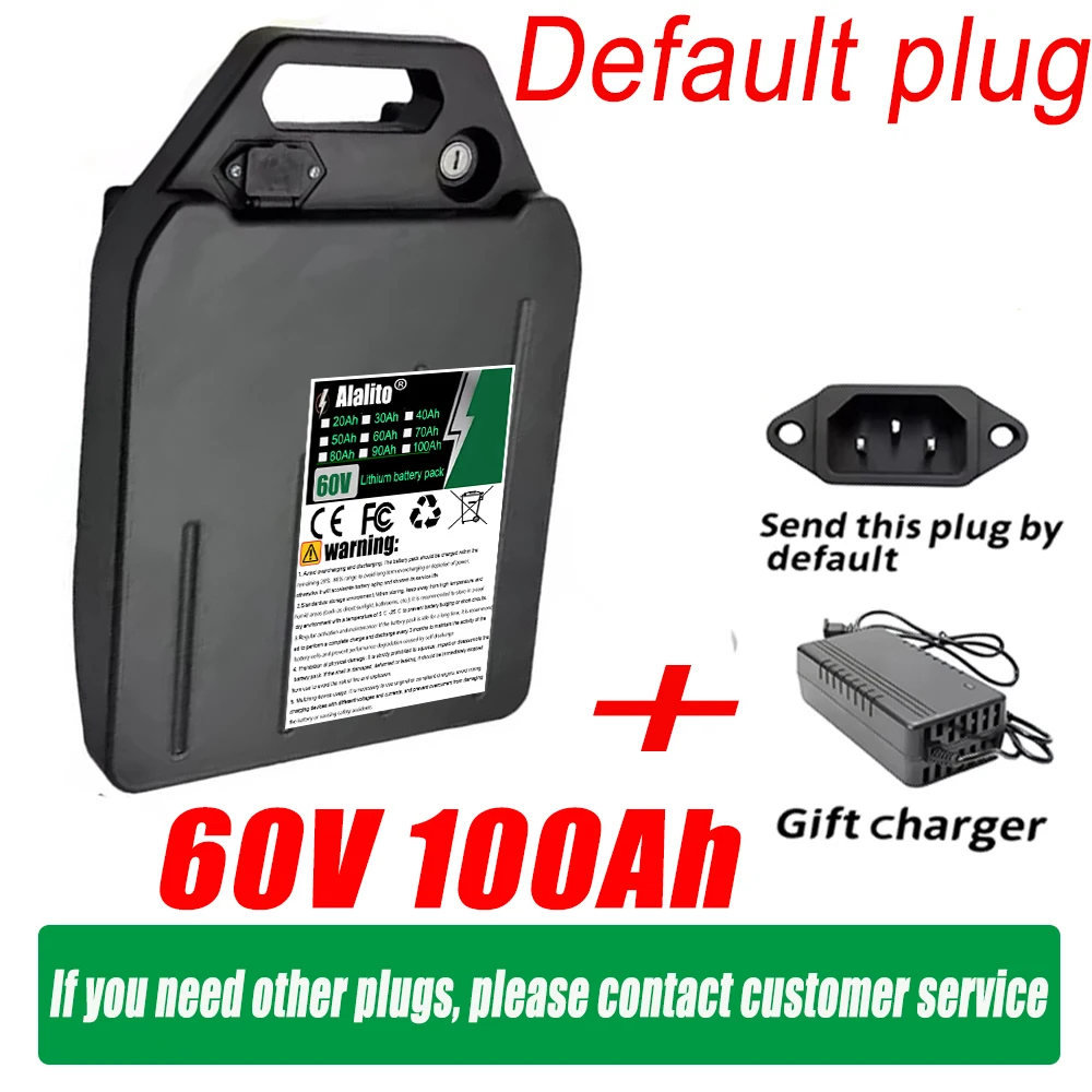 60V 20Ah-100Ah battery pack, suitable for 250-2000W motorcycle batteries, air freight