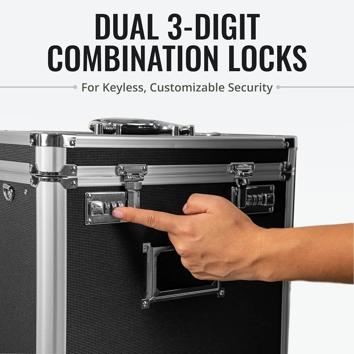 Secure Locking File Storage Box with Dual Combination Locks, Portable Organizer for Office Documents - Black