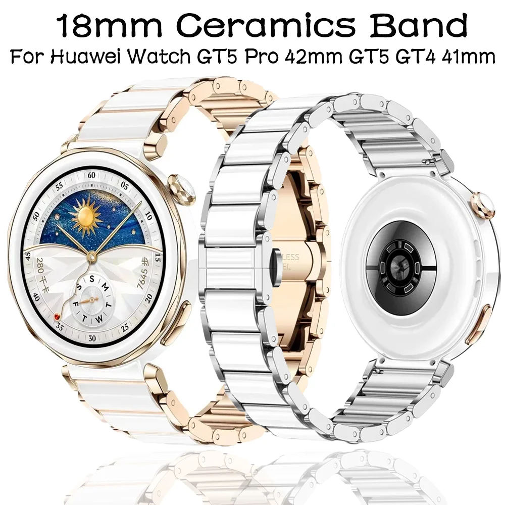 

18mm Ceramics Band For Huawei Watch GT5 Pro 42mm Comfortable Bracelet Watchband For Huawei Watch GT5/GT4 41mm Correa Accessories
