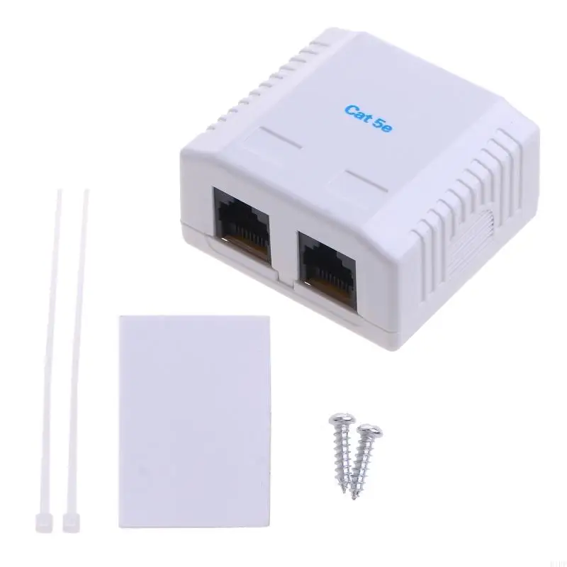 E1PF Cat5e RJ45 8P8C Connector UTP Unshielded Double Port Desktop Mount Box Cat5e Module Information Socket