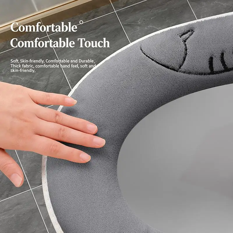 1Pcs Bathroom Toilet Seat Cover Soft Warmer Washable Mat Cover Pad Cushion Seat view 4