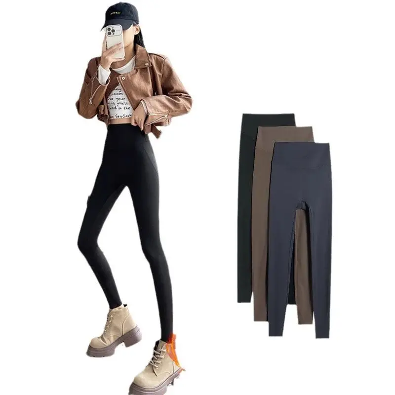 High Waist Fce Lined ark Bite Yoga Pants Women's Slim Fit Autumn Winter Sexy Butt Lifting  Base Layer Pants