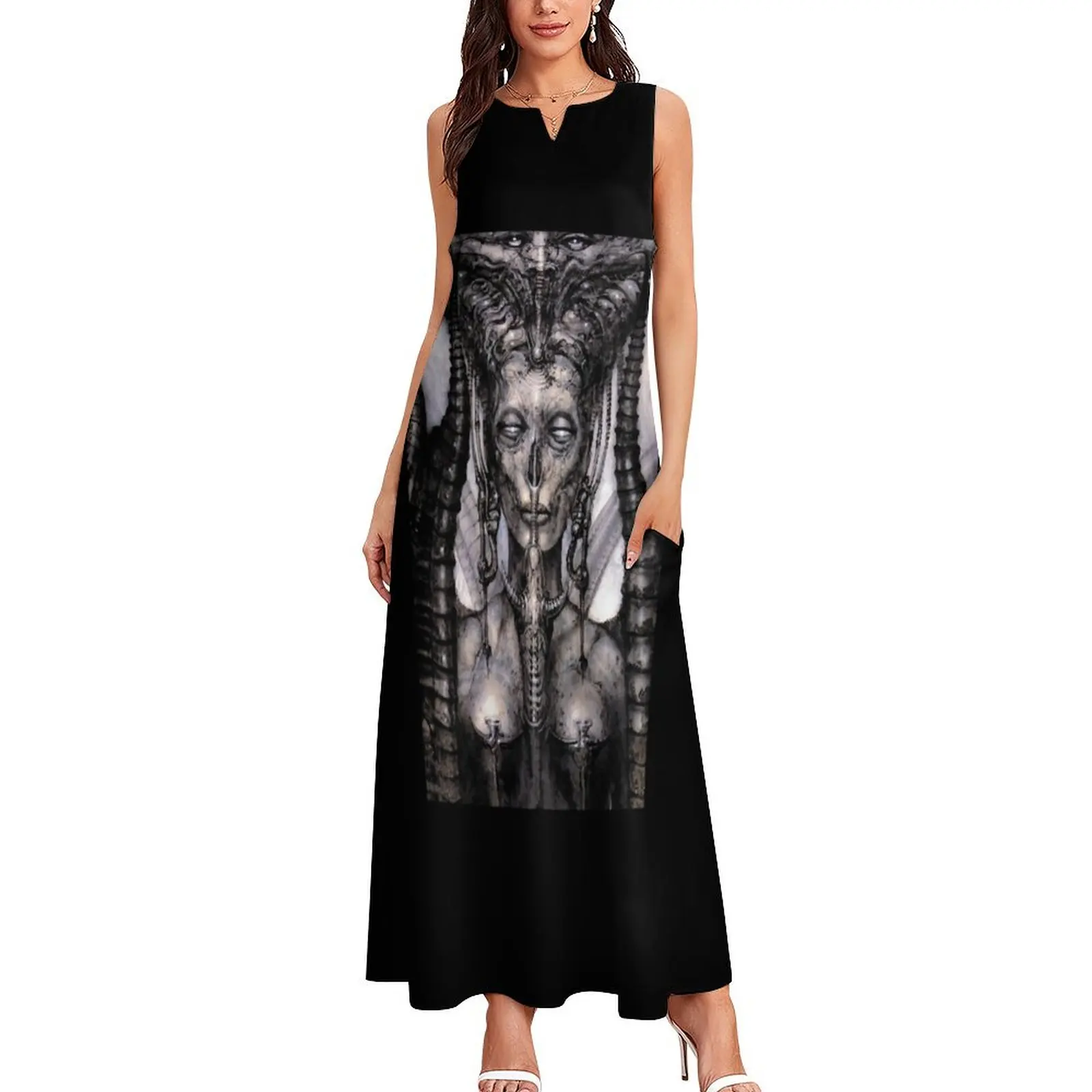 HR Giger Lilith Steampunk Long Dress long dress women Summer skirt summer clothes bandage dress