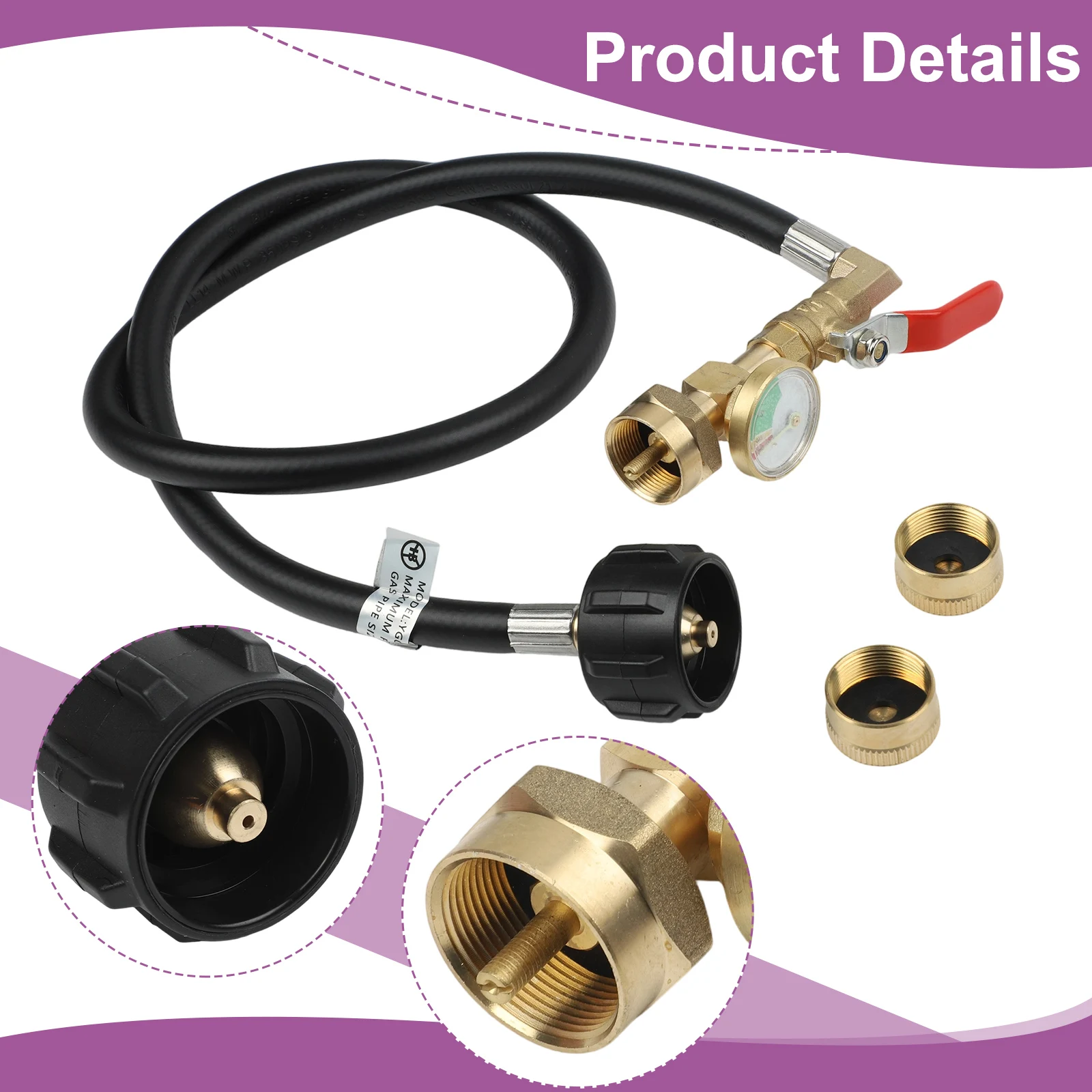 for Refill Connector Kit with 3FT Hose Built in Pressure Gauge and Flow Control Valve for 1 lb Cylinders Plus 2