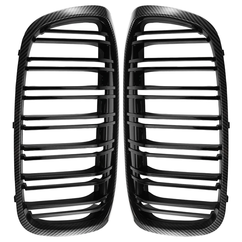 

Новинка, подходит для BMW 2 серии F45 F46 2018-2021, 2 шт., стиль углеродного волокна, передняя решетка автомобиля, решетки