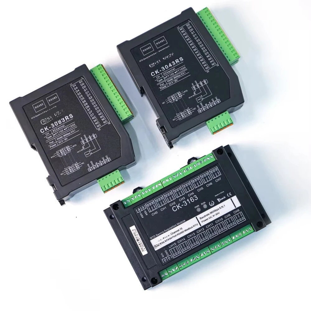 Module de capteur de température de résistance à 16 canaux, avec protocole RS485 Modbus, Compatible PLC, Installation facile