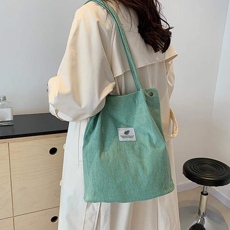 Women's Shoulder Bag Fashion Versatile Corduroy Large Capacity Portable Shopper Totes Female's Casual Travel Handbag image 4