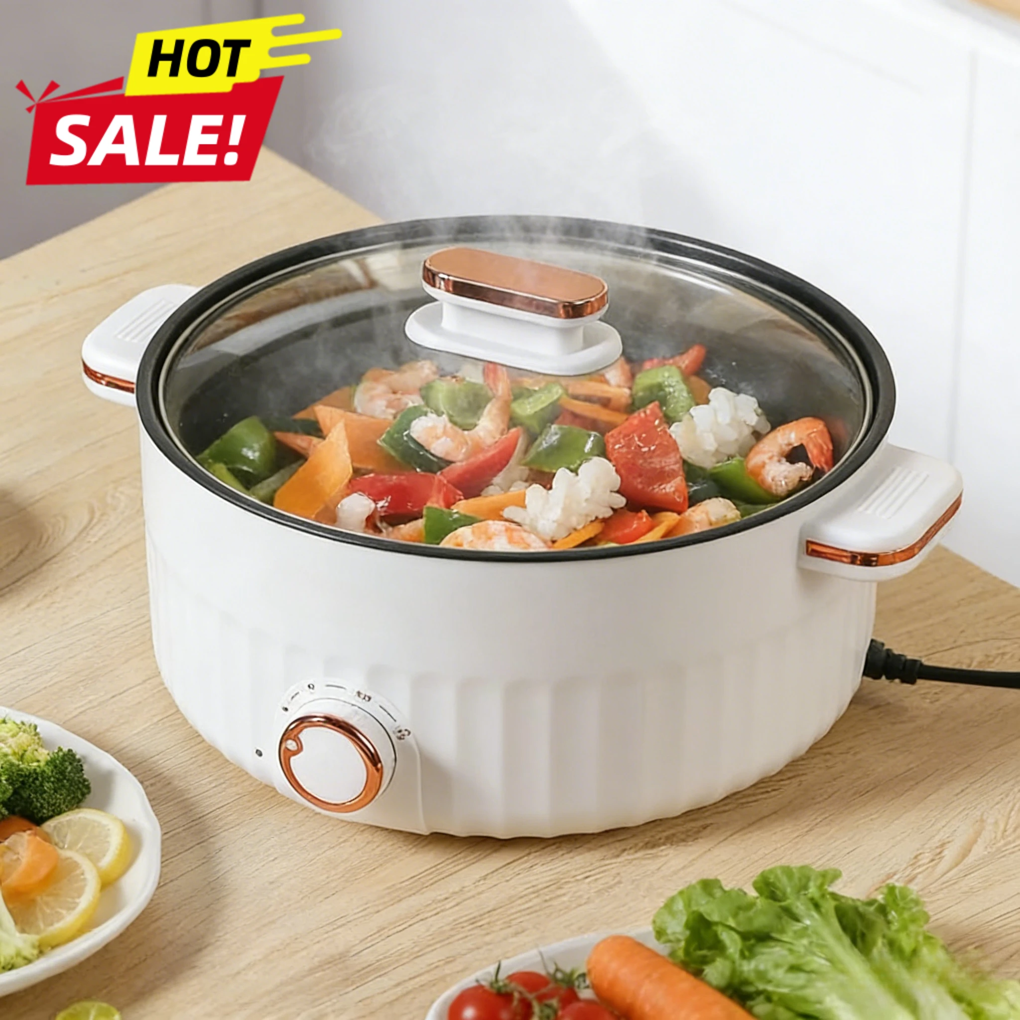 

NEW Portable Advanced Electric Hot Pot with 360℃ Heating Multifunctional Non Stick Cooker Perfect for Camping and Daily Use