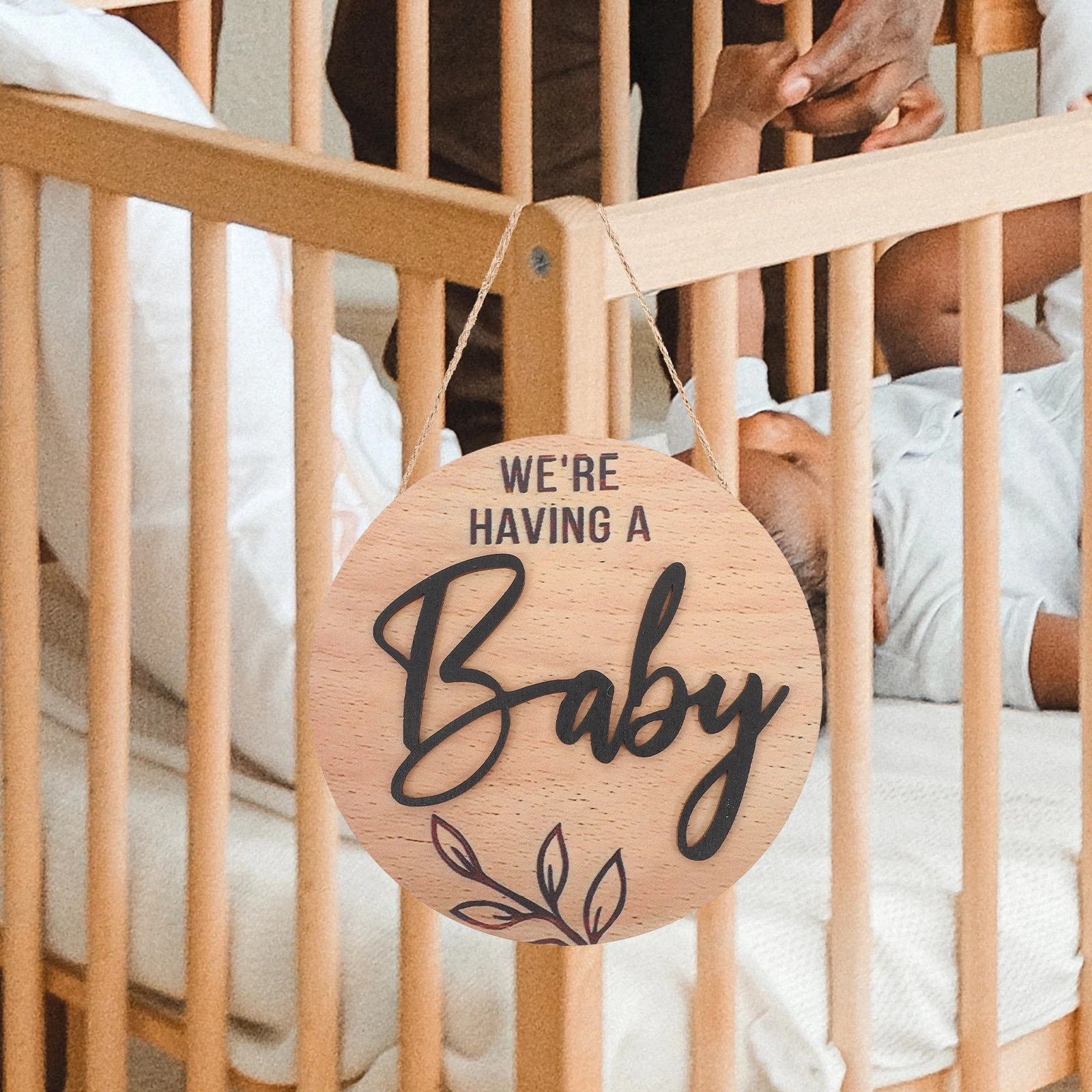 

Wooden Round Baby Nursery Decor Birth Announcement Sign Plaque Newborn Name Board Door Decoration Nursery Prop
