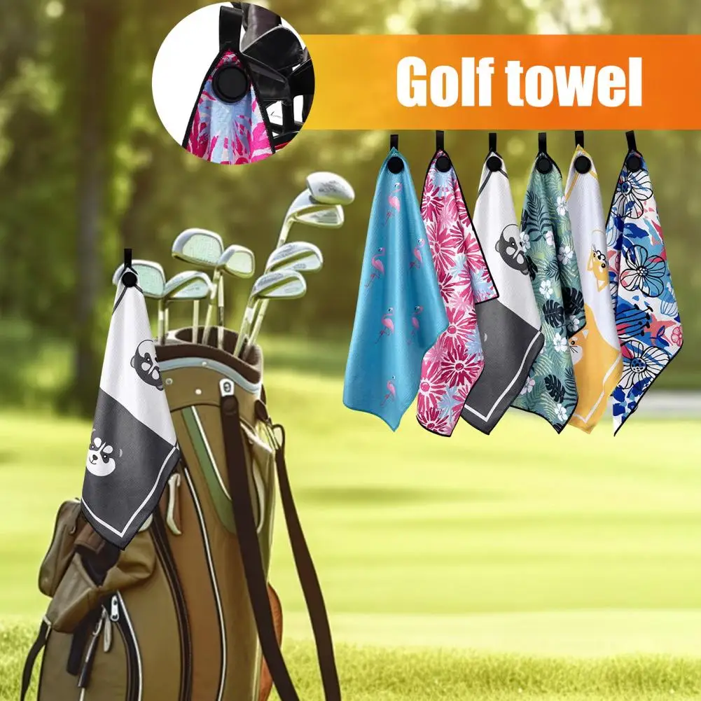 Strong Grip Golf Towel Magnet Microfiber Waffle Golf Towel with Strong Magnet for Golf Bags Printed Ball Cleaner Men for Clubs