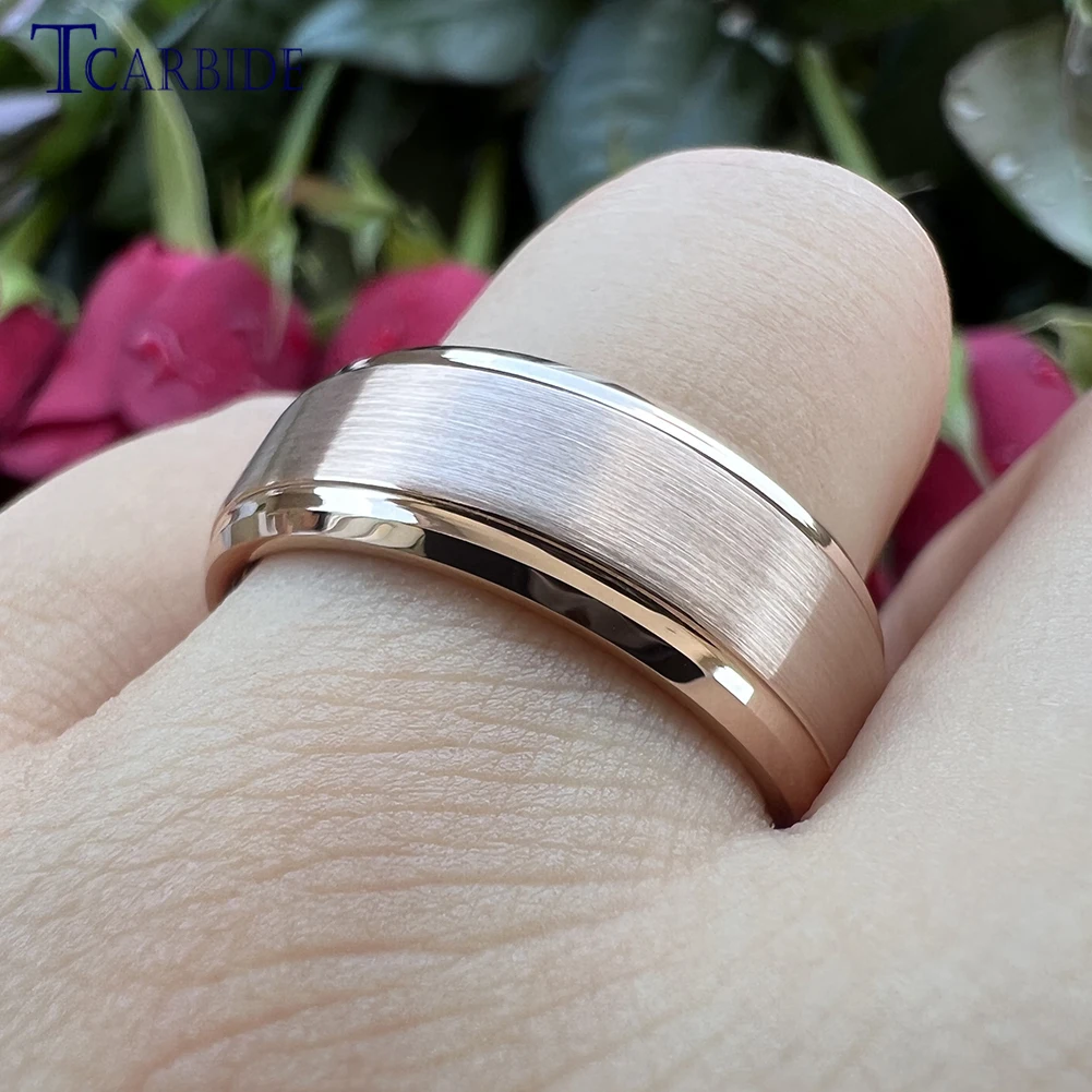 6MM 8MM Men Women Wedding Band Tungsten Engagement Ring Step Beveled Brushed Multicolor Gift Jewelry For Ladies Gentleman