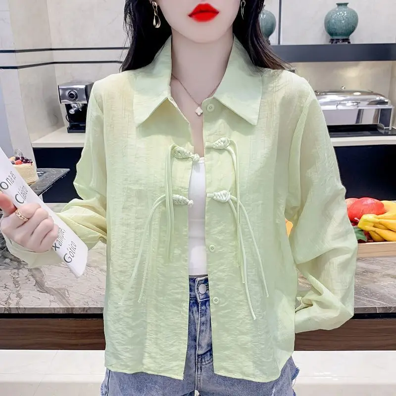 Summer Women Sunscreen Chiffon Shirts Girls Fashion Ice Silk Sun-Protective Shirt Loose Blouse Thin Top Y2K New Chinese Clothing