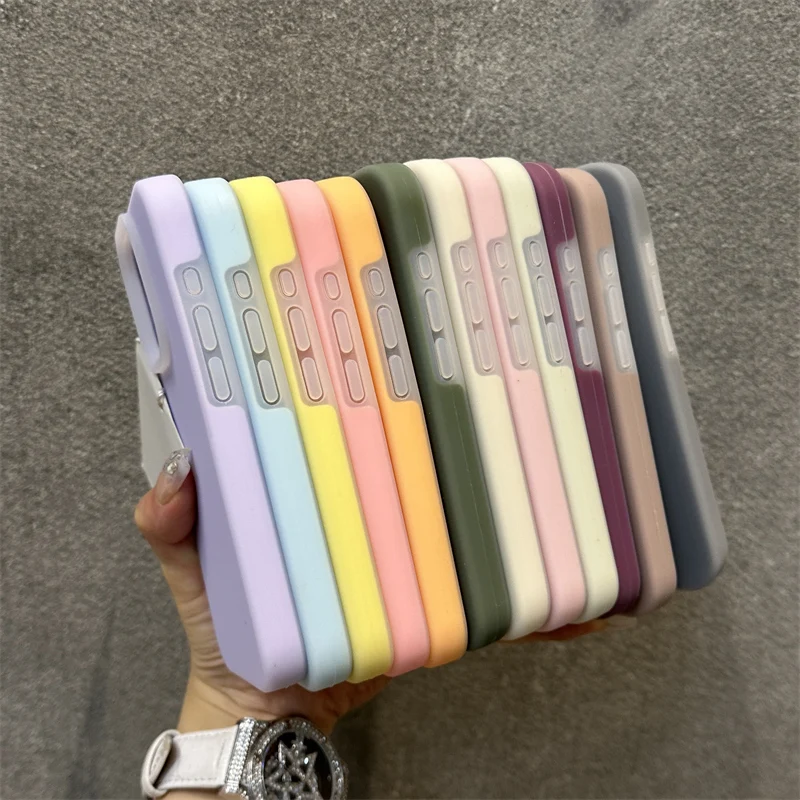 Jelly Color Liquid Silicone Bumper Shockproof Phone Case for iPhone 15 16 Pro max 13 14 15pro 11 12 Lens Protective Soft Cover