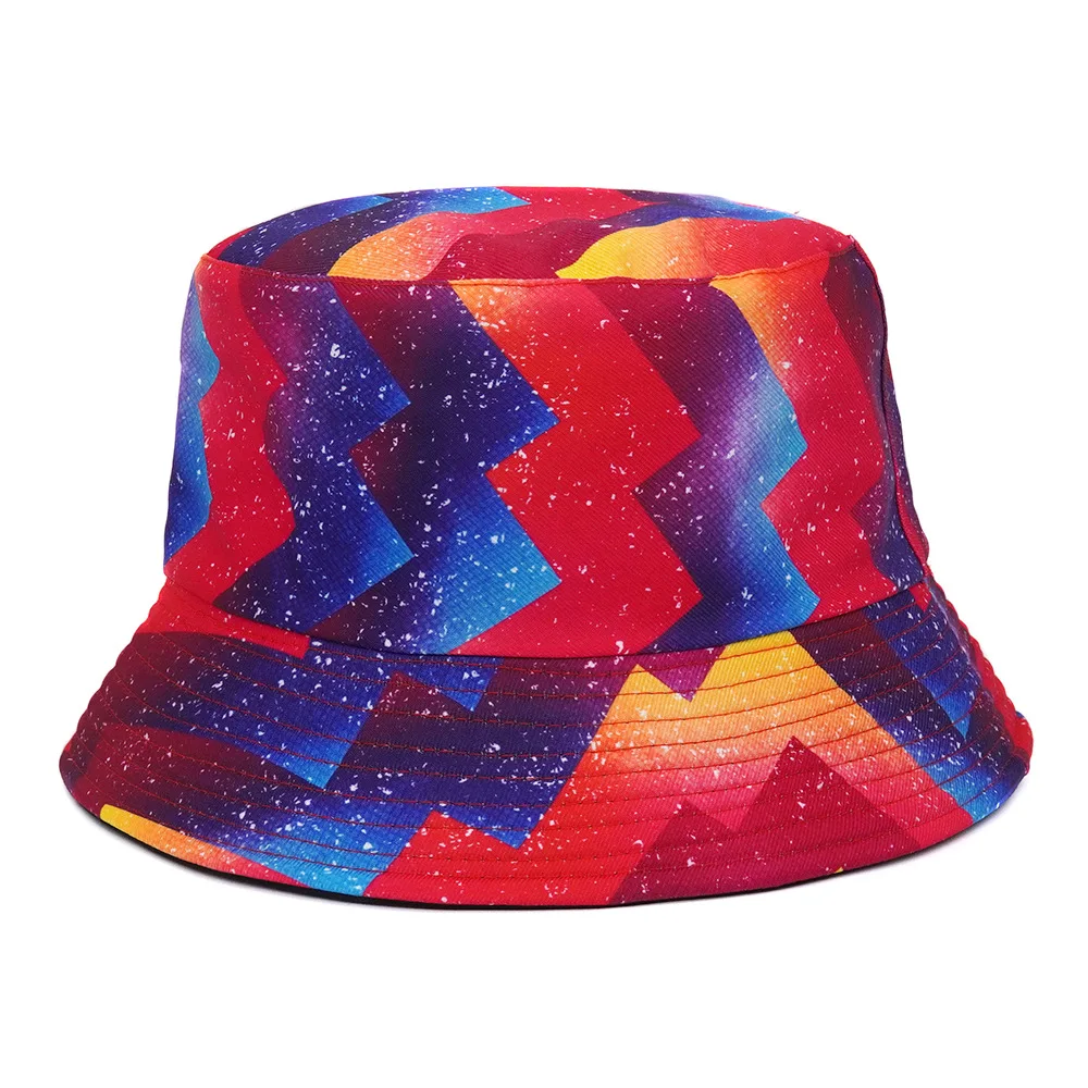 2024 Spring/Summer Outing Sun-proof Hat Reversible Tie-dye Bucket Hat Big Brim Unisex Graffiti Fisherman Cap